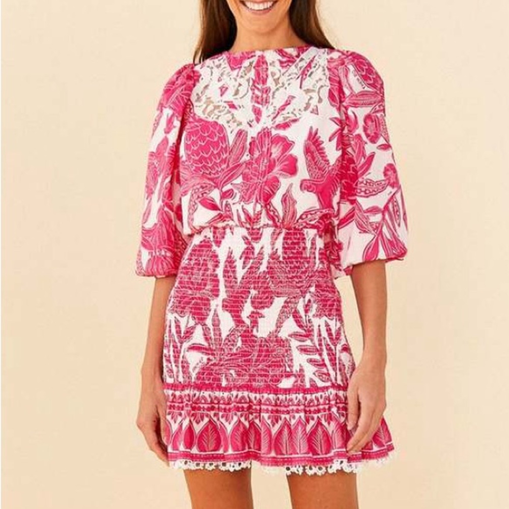 FARM Rio Pink and White Mini Dress - Picture 2 of 8